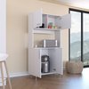 Tuhome 95 Pantry Kit, Four Legs, Double Door Cabinet, Three Shelves, White ALB5576